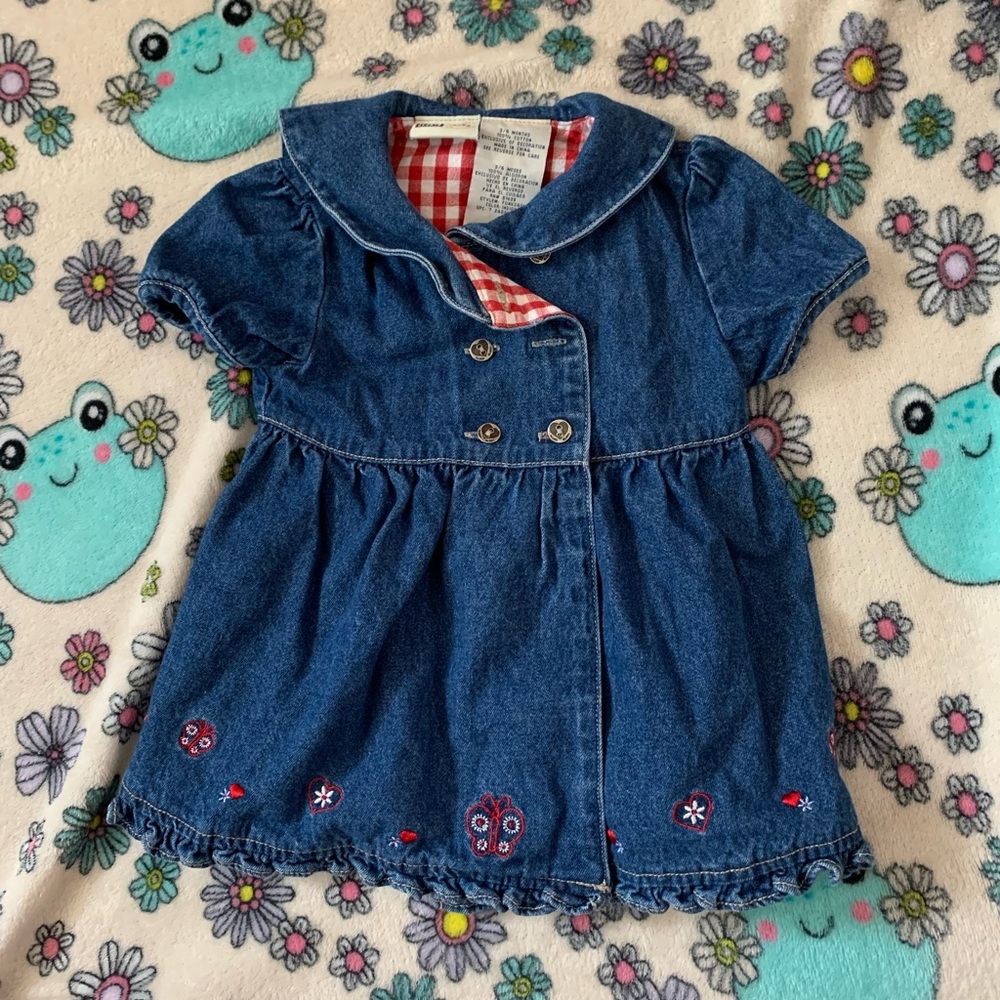 Vintage Faded Glory Denim Embroidered Infant Dress